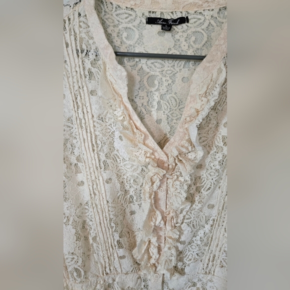 Vintage Anne French Cream Lace Top Size Large - Picture 4 of 6
